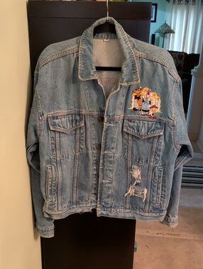 Kids Light Blue Denim Jacket with Cartoon Patch